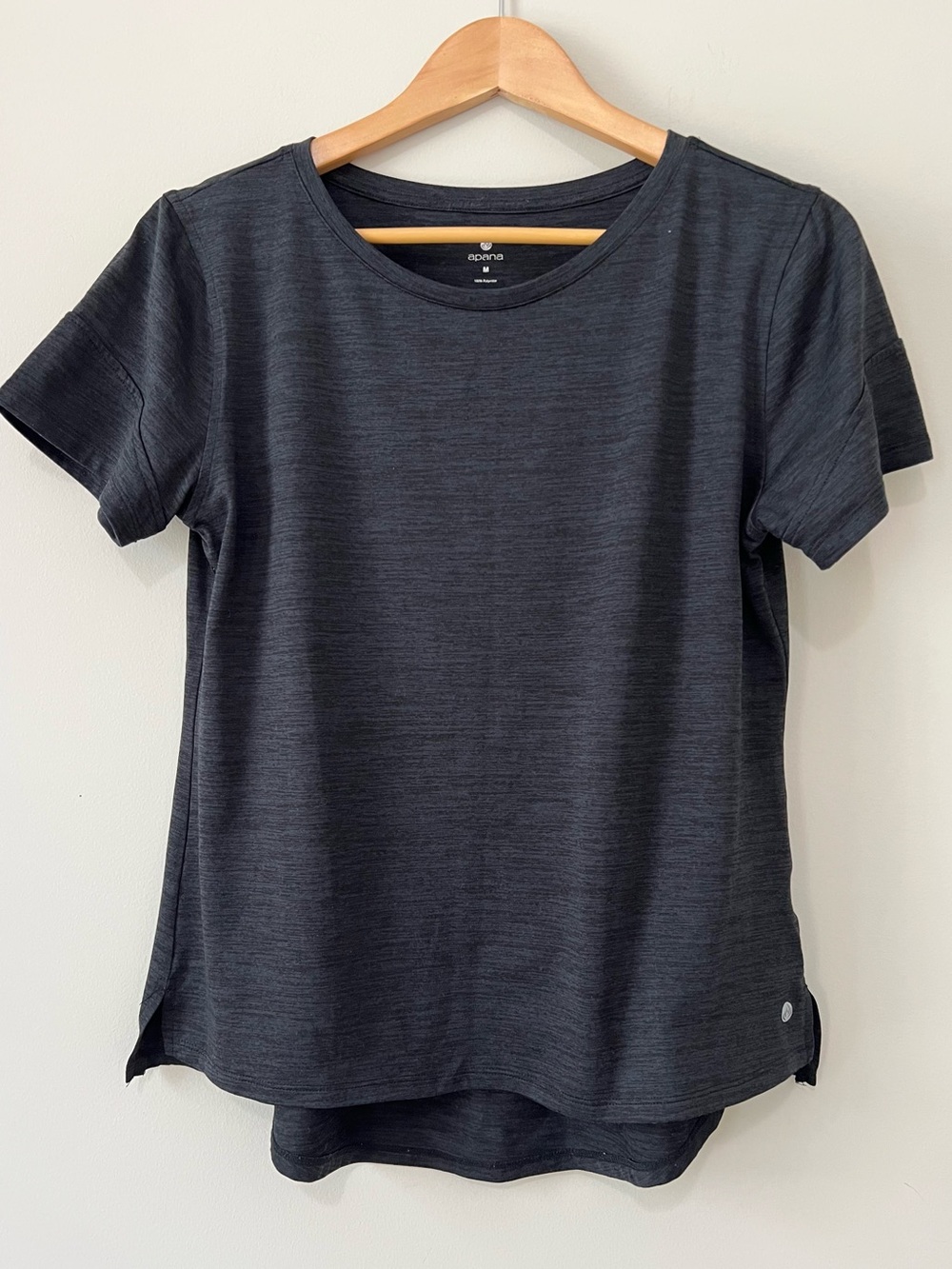 Apana Heathered Navy Blue & Black High-Low Athletic Tee - M